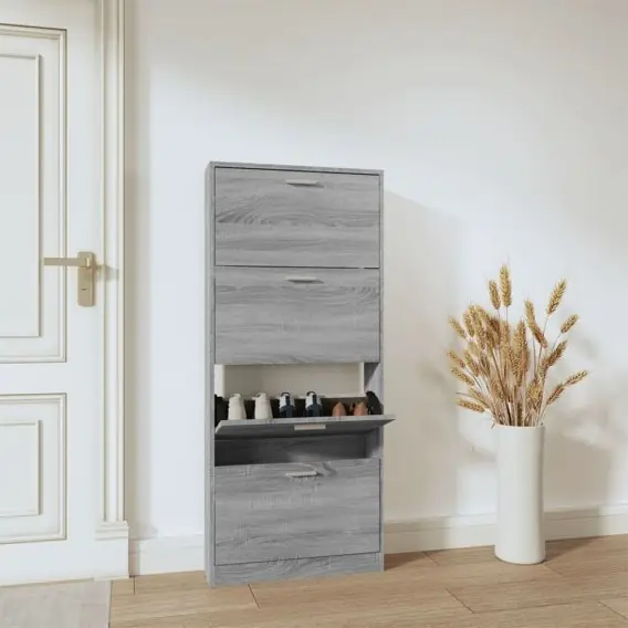 Szafka na buty, szary dąb sonoma, 59x17x150 cm Lumarko! - Hurtownia wielobranżowa Lumarko Tani